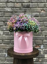 Цветочная композиция из Гипсофила и Розы в шляпной коробке #REPLACE_PRED# Междуреченском