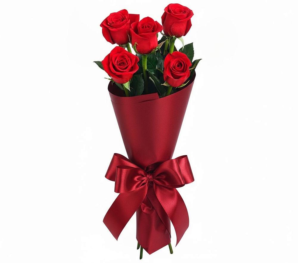 Букет 5 Красных роз Эдлесс Лав в Междуреченском