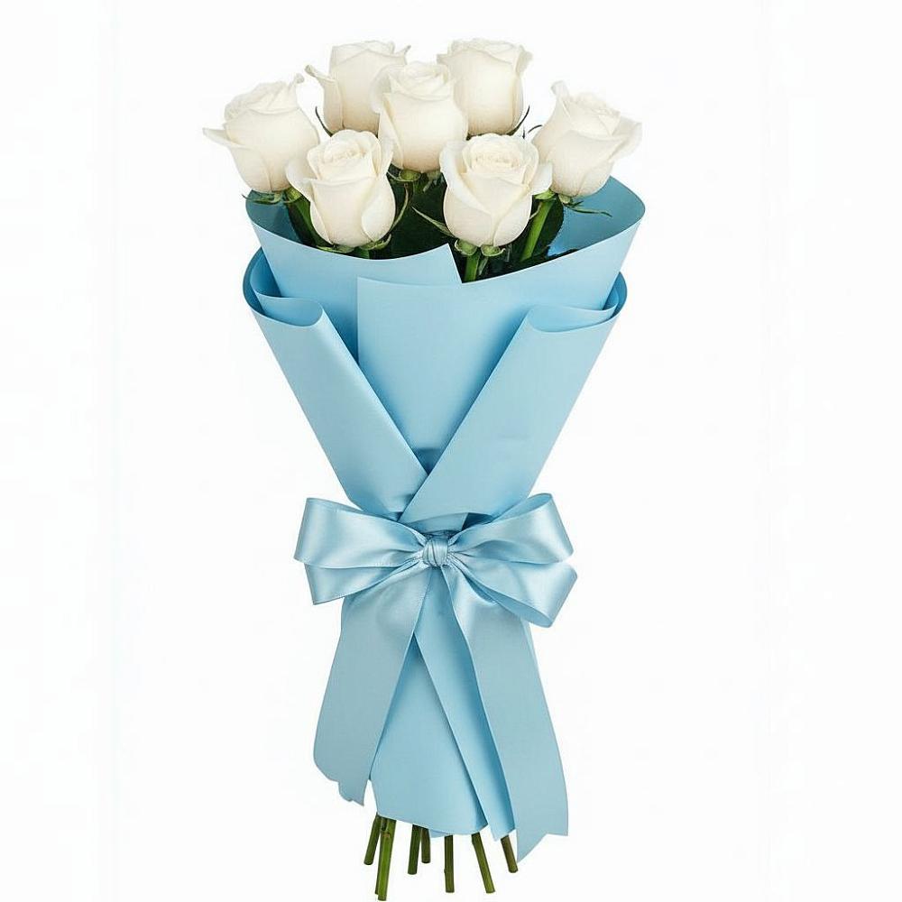 Букет 7 белых роз Проуд в Междуреченском