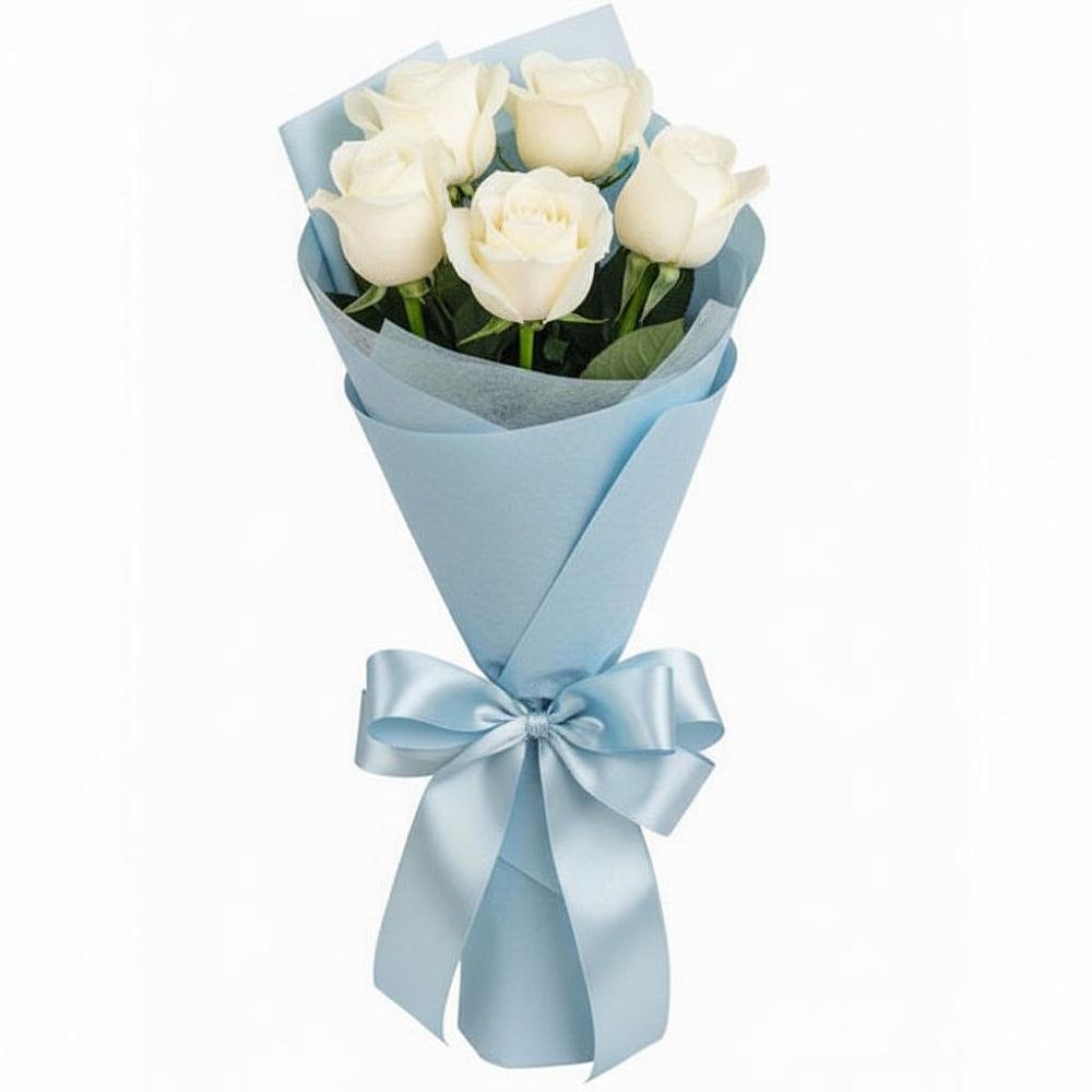 Букет 5 Белых роз Проуд в Междуреченском