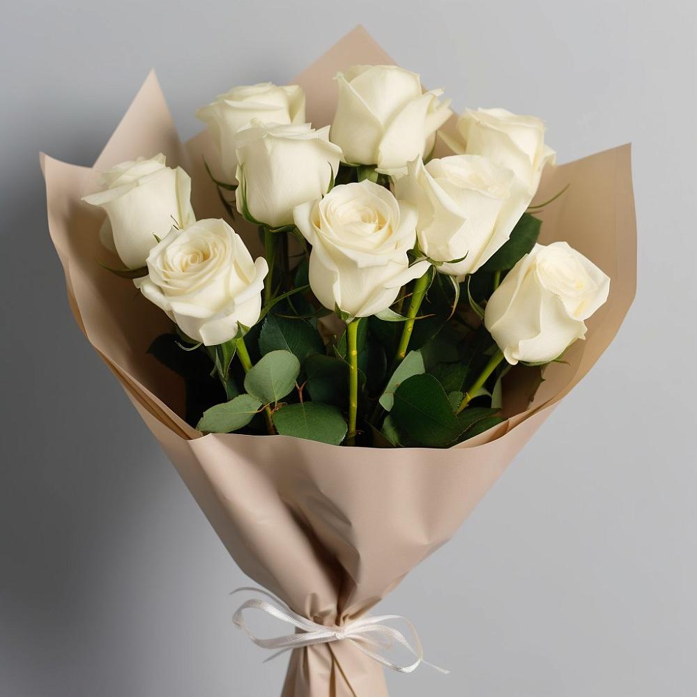 Букет 9 Белых роз Эдлесс Лав в Междуреченском