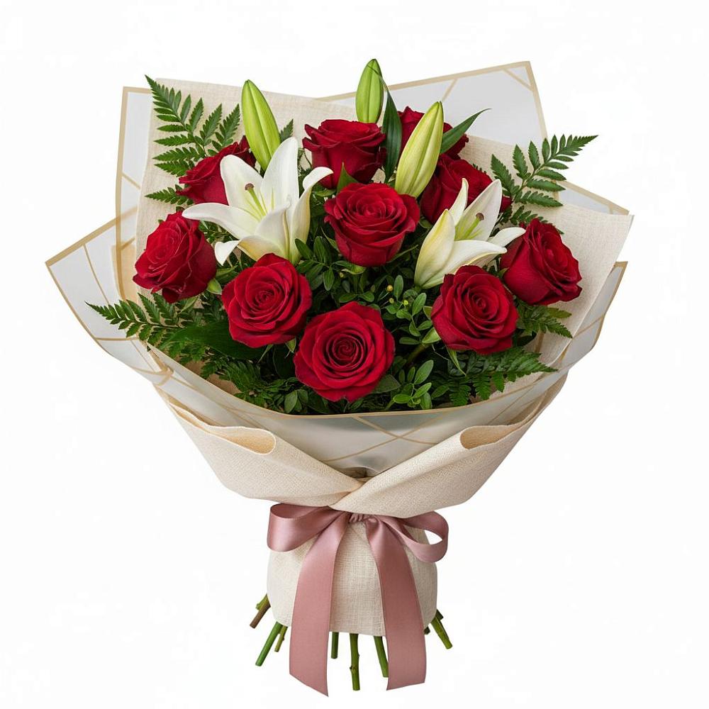 Букет цветов из: Лилии и Розы в Междуреченском