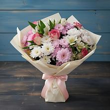 Букет цветов из:  Хризантемы, Альстромерии и Розы в Междуреченском