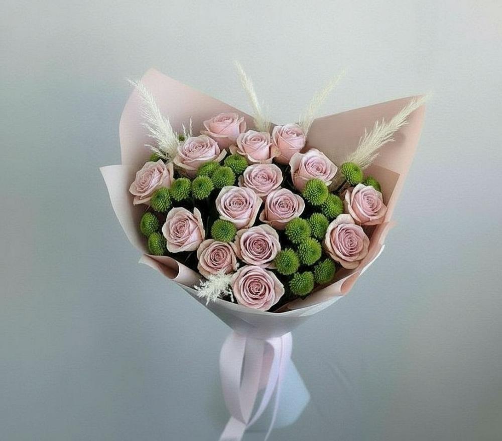 Букет цветов из: Розы и Хризантемы в Междуреченском