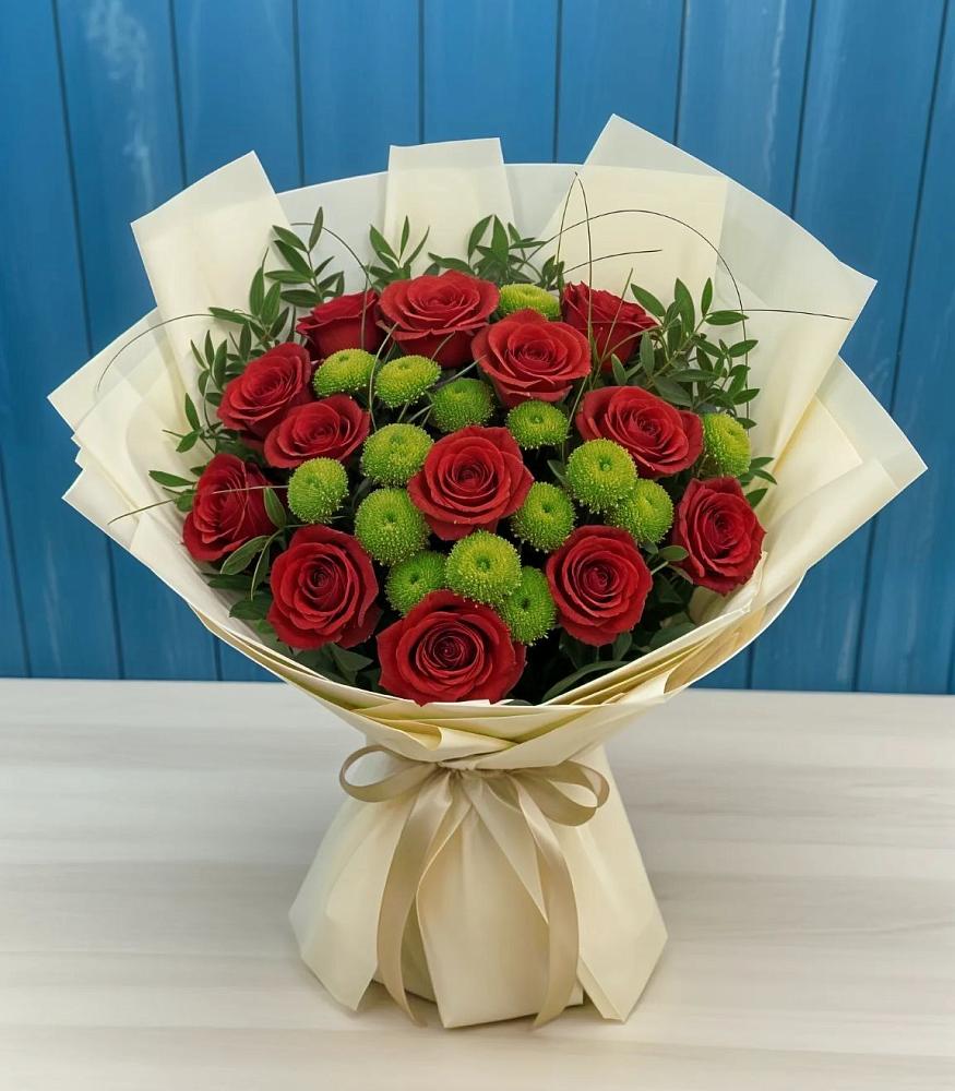 Букет цветов из: Розы и Хризантемы в Междуреченском